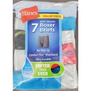 Hanes Boys Size Medium Comfort Flex Fit Cool Comfort Tagless Boxer Briefs 7 Pack
